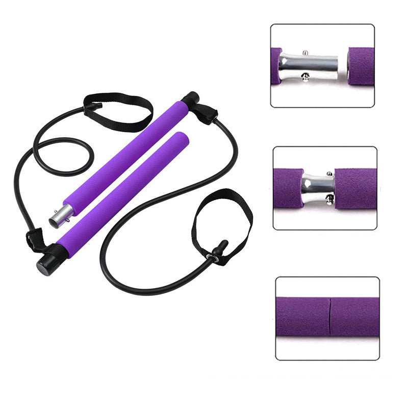 Portable Pilates Bar with Resistance Bands – Full-Body Home Gym Workout