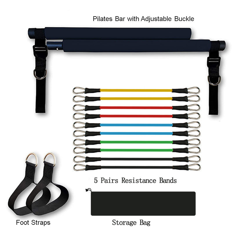 Portable Pilates Bar with Resistance Bands – Full-Body Home Gym Workout