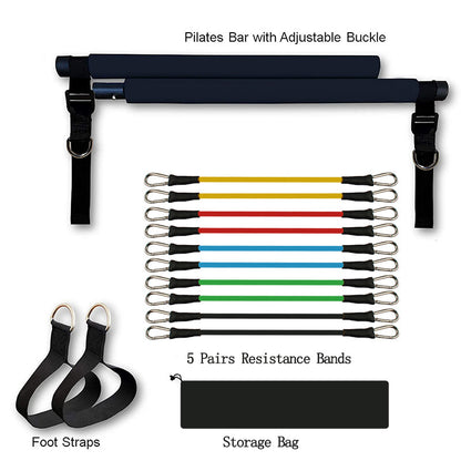 Portable Pilates Bar with Resistance Bands – Full-Body Home Gym Workout