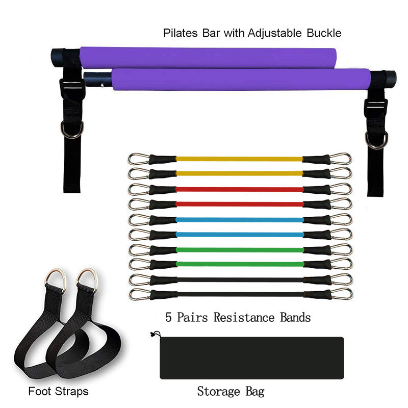 Portable Pilates Bar with Resistance Bands – Full-Body Home Gym Workout