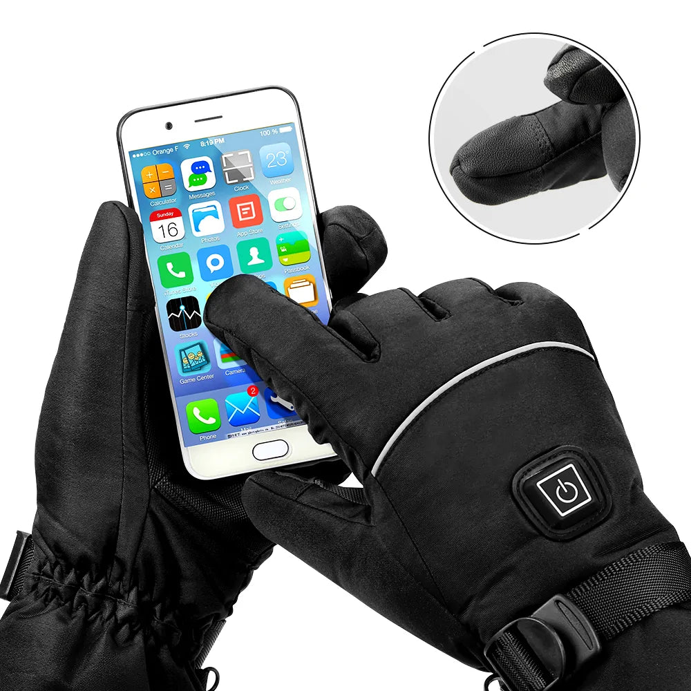 Waterproof Heated Motorcycle Gloves – Rechargeable, Windproof & Touchscreen Compatible