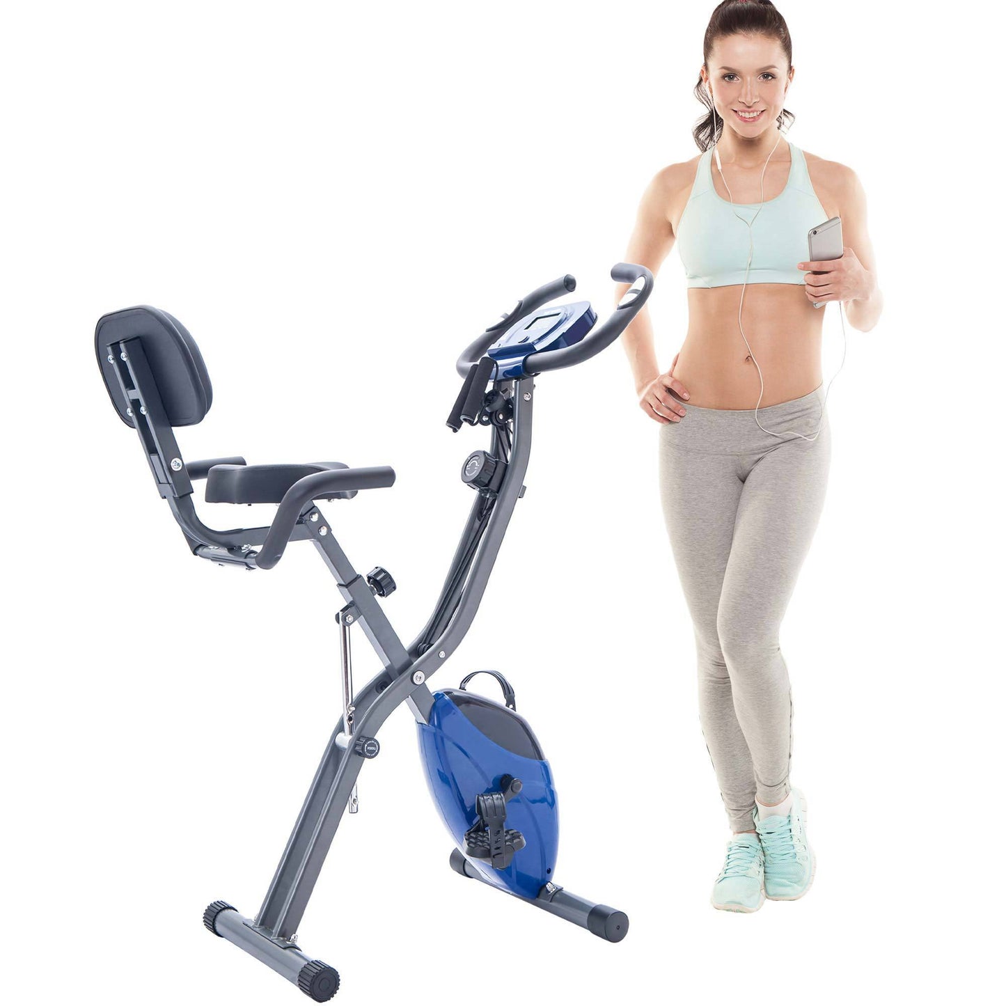 Folding Exercise Bike Fitness Upright  Recumbent X-Bike Adjustable Resistance