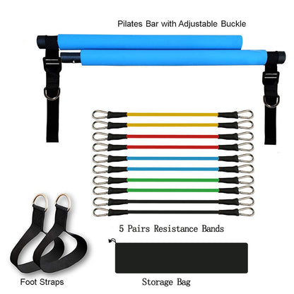 Portable Pilates Bar with Resistance Bands – Full-Body Home Gym Workout