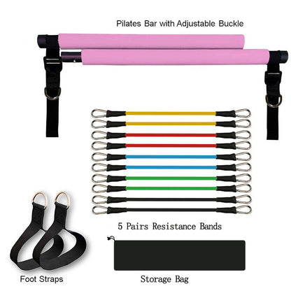 Portable Pilates Bar with Resistance Bands – Full-Body Home Gym Workout